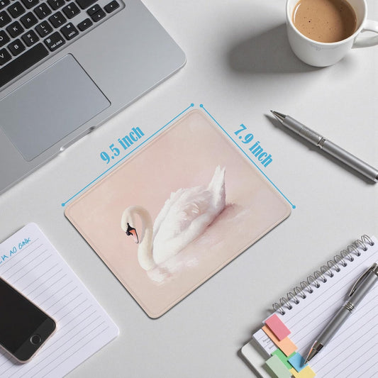 Vintage White Swan Mouse Pad for Desk, Swans Gifts for Women, Girly Pastel Pink Mouse Pads Mousepad for Computers Laptop Desk Home Office Dorm, 9.5x7.9 Inch,L058