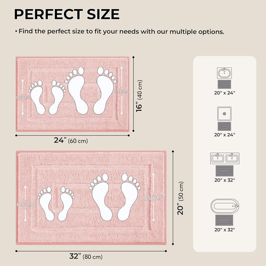 GRANNY SAYS Bathroom Rugs Sets 2 Piece,Soft Bath Mats for Bathroom, Bath Rugs Non Slip Washable, Absorbent Bath Rug for Tub, Shower & Toilet, Bath Mat Set, Pink 20" x 32" + 16" x 24"
