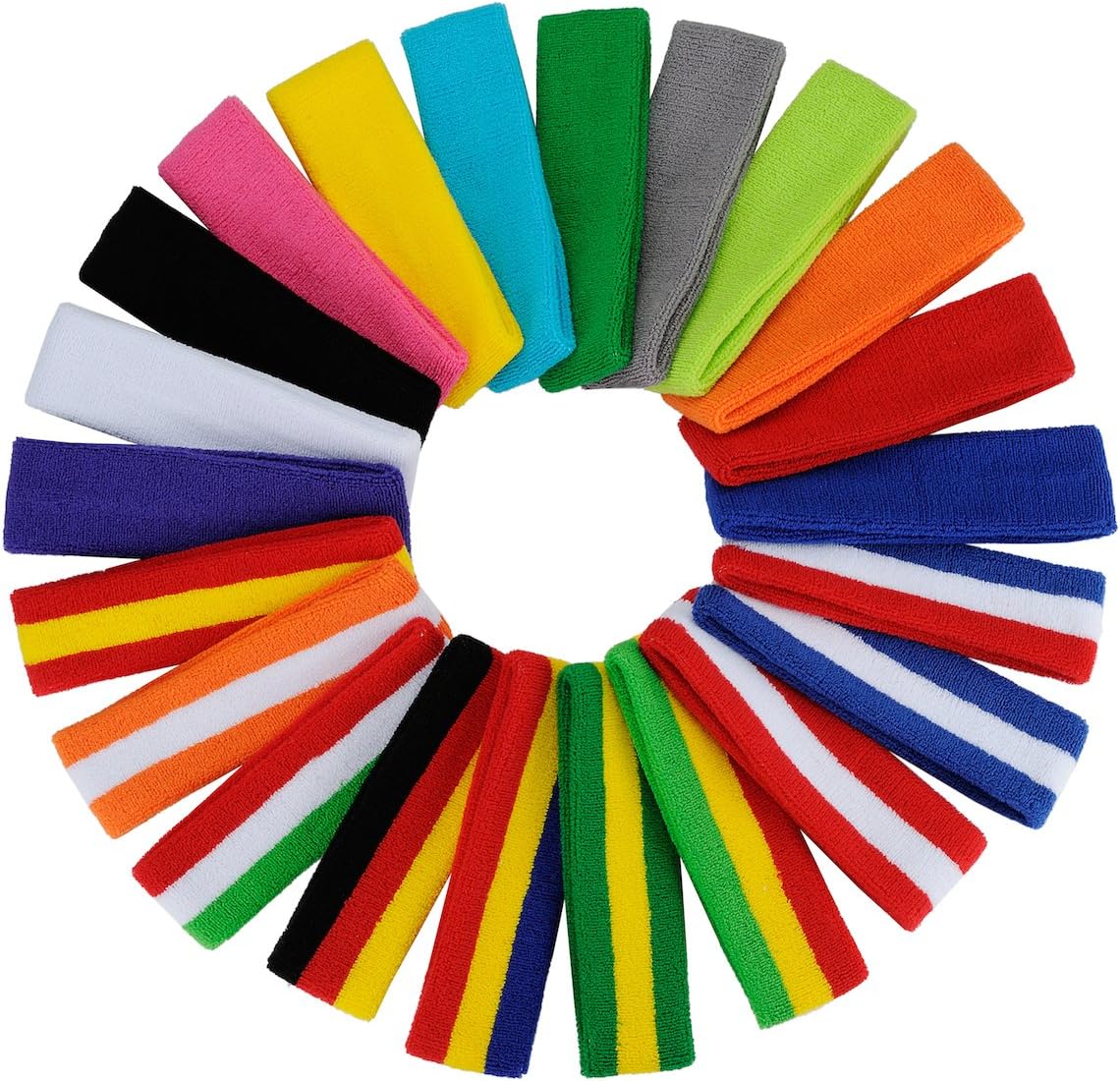ONUPGO Sweatband Set Sports Headband Wristband Set Sweatbands Terry Cloth Wristband Wrist Sweatband Headbands Moisture Wicking Sweat Absorbing Head Band
