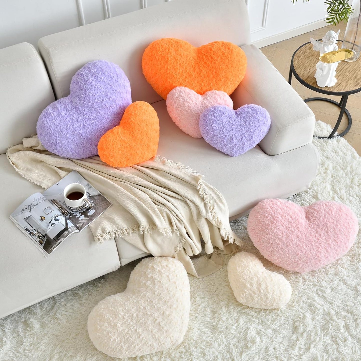 Heart Pillow, Soft Heart Shaped Pillow with Room Decorative Throw Pillows for Bed Couch Chair Sofa, Heart Shaped Cute Throw Pillow Cushion for Bedroom Living Room (Pink, Large 19.6" x 15.7")