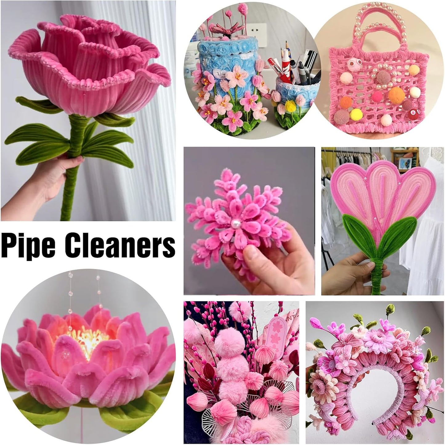 TOAOB 50pcs Long Pipe Cleaners Peach Pink Overlength Chenille Stems 24 Inch Fuzzy Sticks Craft Supplies for DIY Art Craft Projects Home Decorations