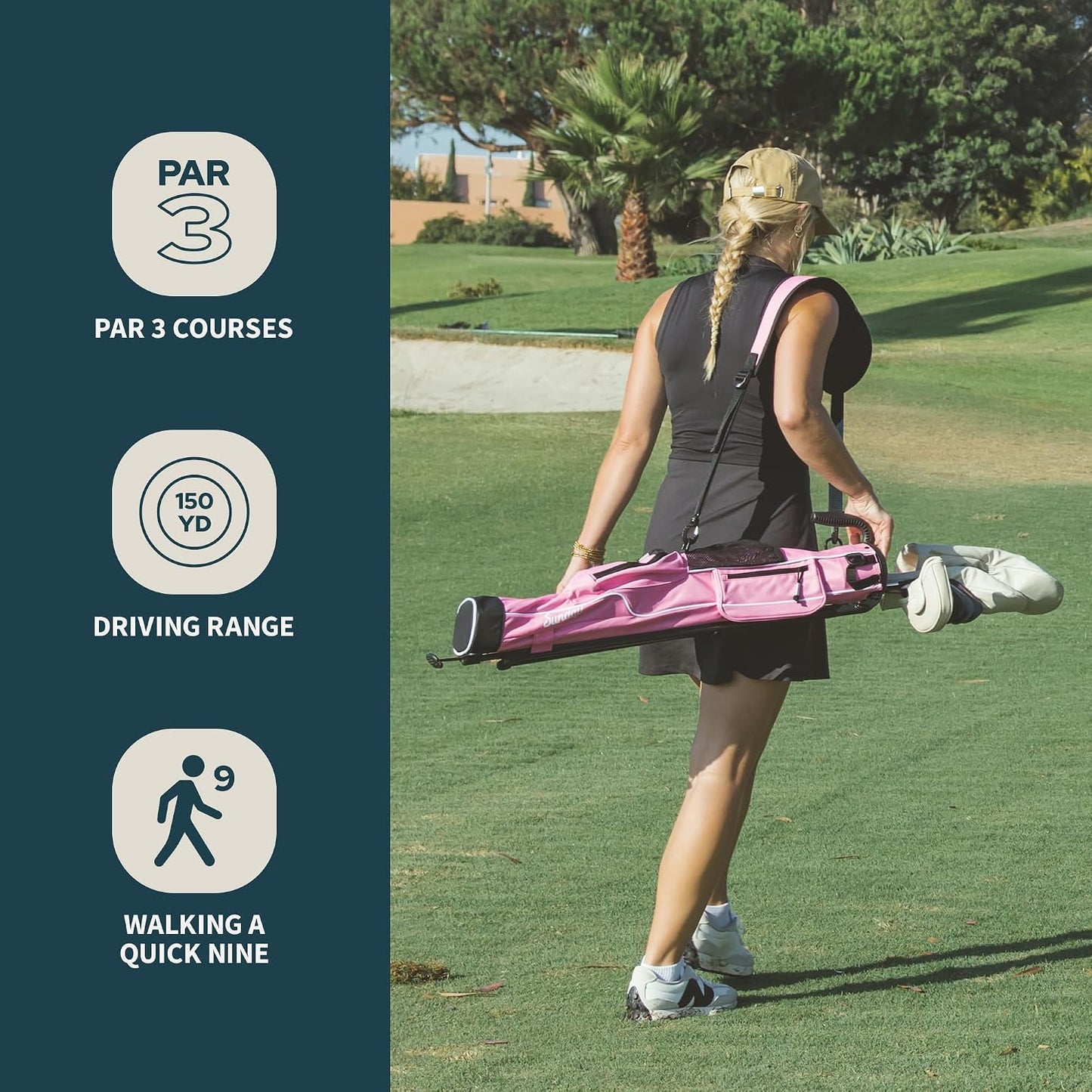 The Original Lightweight Sunday Golf Bag with Stand – Easy to Carry, Durable Pitch & Putt Bag for Driving Range, Par 3 & Executive Courses