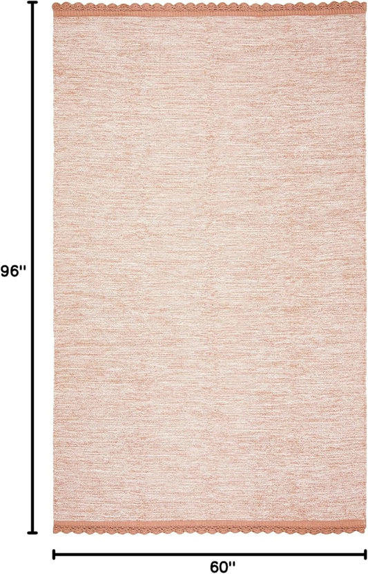 SAFAVIEH Montauk Collection Area Rug - 5' x 8', Peach, Handmade Cotton, Ideal for High Traffic Areas in Living Room, Bedroom (MTK615O)