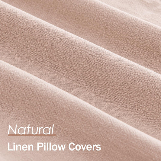 ANRODUO Pack of 2 Decorative Linen Pillow Covers Light Pink Neutral Farmhouse Boho Soild Cushion Case Soft Accent Pillowcase for Couch Sofa Bedroom Living Room Summer Home Decor 20 x 20 Inch