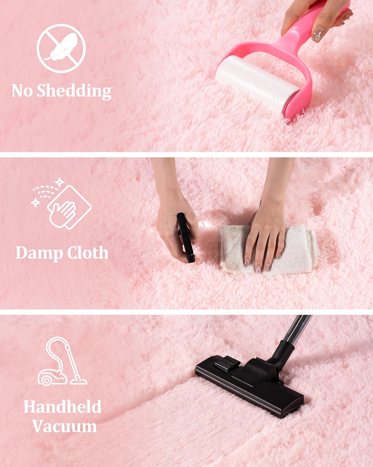 Pink Rugs for Living Room, 5x7 Area Rug for Bedroom Girls Kids Room, Fluffy Shaggy Shag Carpet, Soft Non Slip Aesthetic Decor for Home