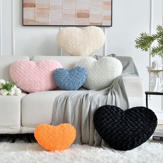 Heart Pillow, Soft Heart Shaped Pillow with Room Decorative Throw Pillows for Bed Couch Chair Sofa, Heart Shaped Cute Throw Pillow Cushion for Bedroom Living Room (Pink, Large 19.6" x 15.7")