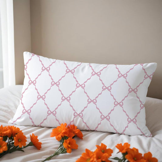Pink Coquette Bow Pillow Covers 12x20, Preppy Bow Room Decor, Preppy Pink Pillow Covers, Girly Bedroom Dorm Decor, Coquette Stuff
