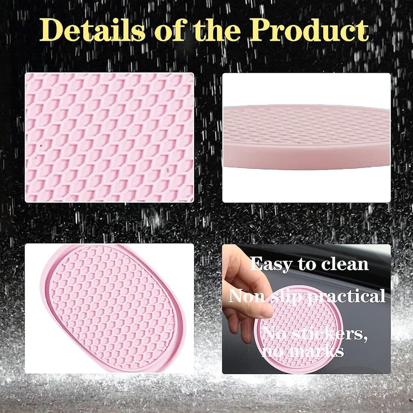 gunhunt 4-Piece Honeycomb Waterproof Fixed Tea Coaster, 2.75In PVC Anti-Slip Cup Holder Insert, Universal for Vehicle Interior Mats (Pink)