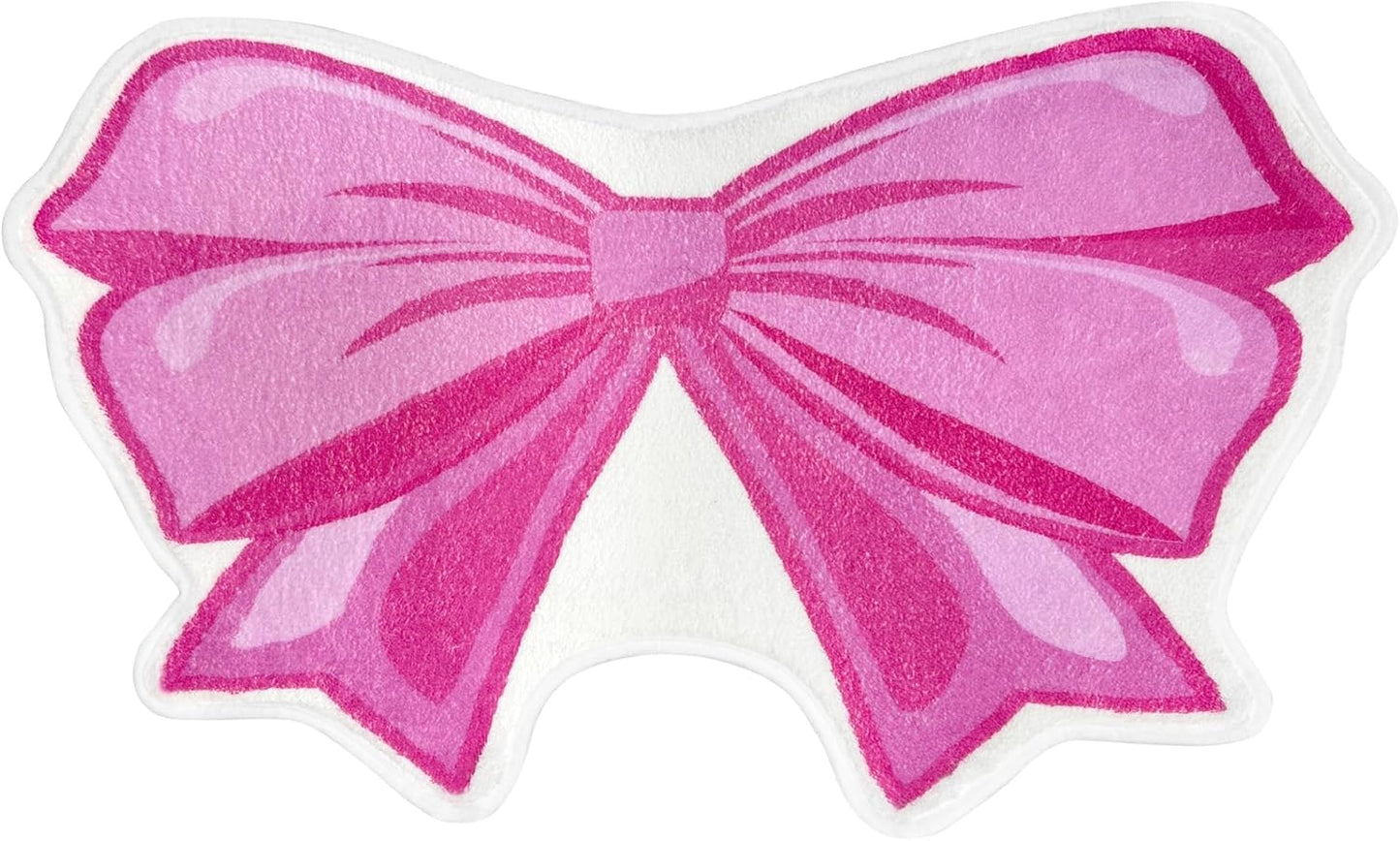 Pink Bow Bathroom Rug Cute Bow Bath Mat Non Slip Plush Soft Preppy Carpet Aesthetic Doormat Coquette Bows Decor Pink Bowknot Bathroom Mat for Girls Bedroom Bathtub Dorm Doorway