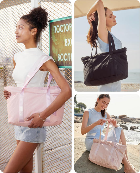 BAGSMART Tote Bag for Women, Tote Bag with Zipper Work Tote with Compartments Nurse Shoulder Hanbag for Travel, Gym
