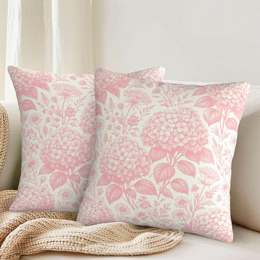 Vintage Light Pink Hydrangea Pillow Covers 18x18 Inch Set of 2 Rustic Floral Print Summer Decorative Throw Pillow Cases Boho Neutral Outdoor Cushion Covers for Sofa Couch Living Room Bed Decor