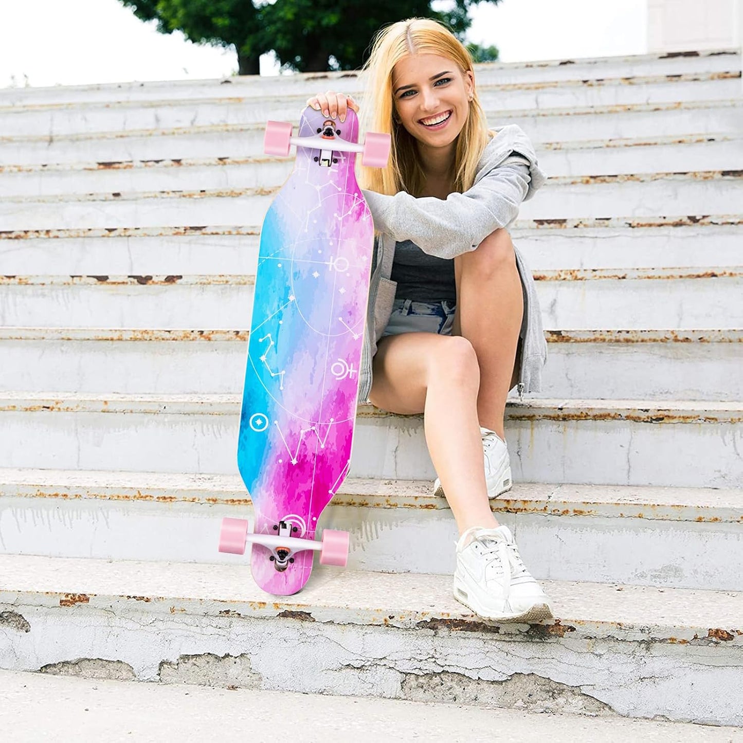CLYCTIP 41 Inch Longboard Skateboard,9-Ply Maple,ABEC-11 Bearings,Complete Skateboard for Cruising, Carving, Downhill and Free-Style