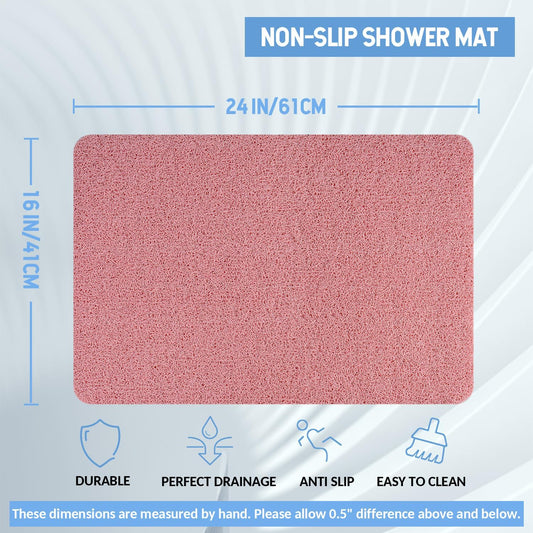 Hargiis Non-Slip Bathtub Mat, Anti Slip Shower Mat, Fast Drying Bathtub Mats, Foot Scrubber Mat, Anti Slip Mat for Tub, Floor, Bathroom, Kitchen, Home, Hotel (Pink 24"×16")