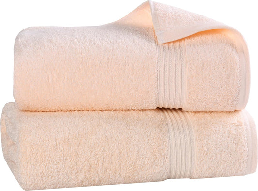 Superior Heritage Egyptian Cotton Bath Sheet Set, Heavyweight Towels for Bathroom, Guest Bath, Luxury Home Decor, Plush Absorbent Essentials, Oversized Large Body Towel, Includes 2 Bath Sheets, Peach