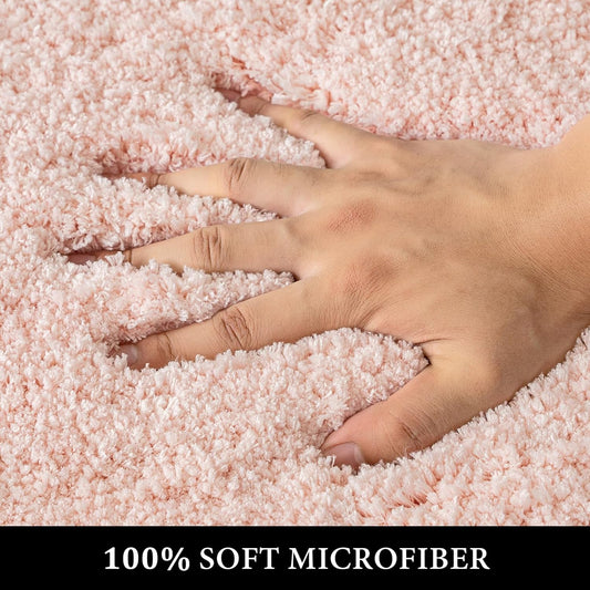 MIULEE Blush Bathroom Rugs Set 2 Piece, Small Soft Absorbent Microfiber Bath Mat Set, Non Slip Quick Dry Machine Washable Plush Shaggy Bath Rugs for Bathroom Floor, Tub and Shower, 16x24 inches