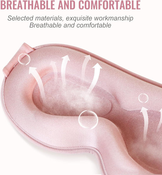 Sleep Mask,Upgraded 3D Deep Contoured Eye Mask for Sleeping,No Pressure Eye Covers 99% Block Out Light Eye Mask with Adjustable Elastic Strap for Sleeping, Yoga, Traveling (1pc,Pink)