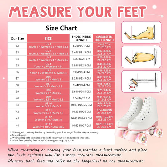 Gets Women's High-Top PU Leather Roller Skates - Four-Wheel Shiny Skates for Girls Unisex