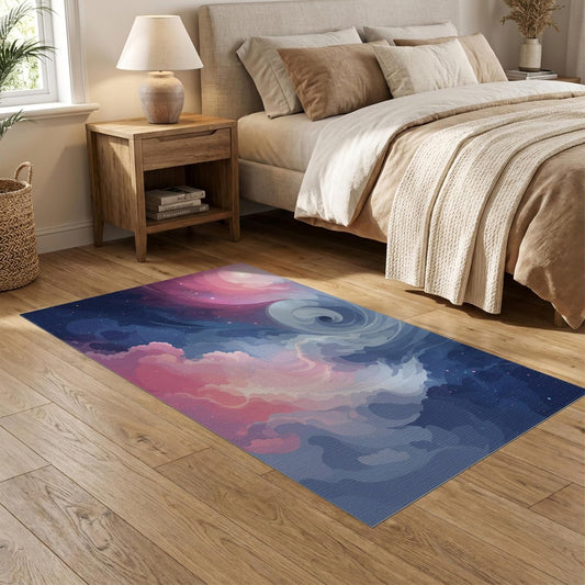 5'x7' Washable Flatwoven Rug, Pink Abstract Abstract Stain Resistant Area Rug Non-Slip Low Profile Floor Covering for Guest Room, Lounge, Apartment | Ref:2184007