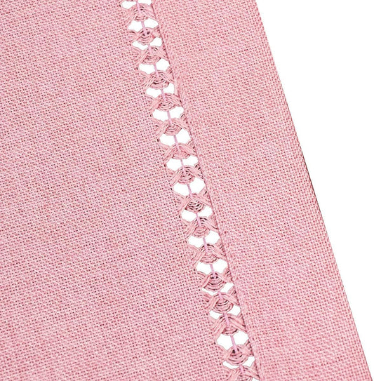Grelucgo Handcrafted Solid Color Dining Table Runner, Dresser Scarf, Double-Hemstitched (Pink, 14 x 72)