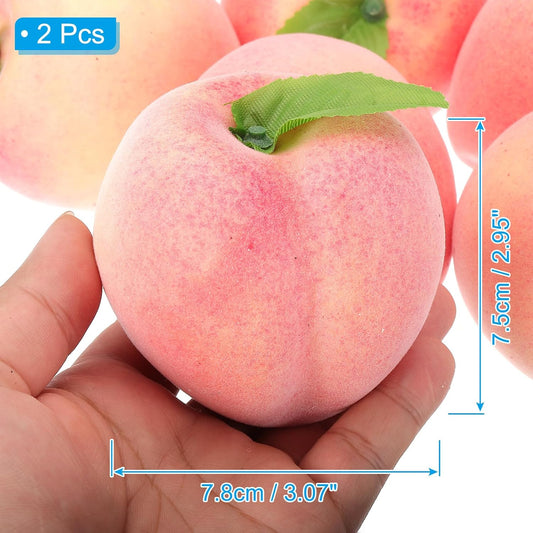 PATIKIL 2 Pcs Artificial Peach, Foam Simulation Fake Peach Lifelike Realistic Faux Fake Fruit Model for Home Kitchen Party Decoration, Photography Props