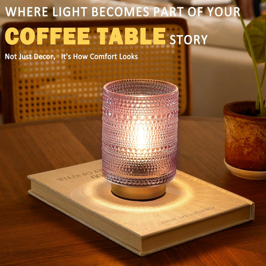 Battery Operated Decorative Lamp with Timer, Small Cozy Ambience Lamps for Shelf/Bedside/Table Decor, Cordless Table Lamp with LED Bulb for Girls Room/Dorm/Office Desk/Cubicle/Bathroom Decor-PINK