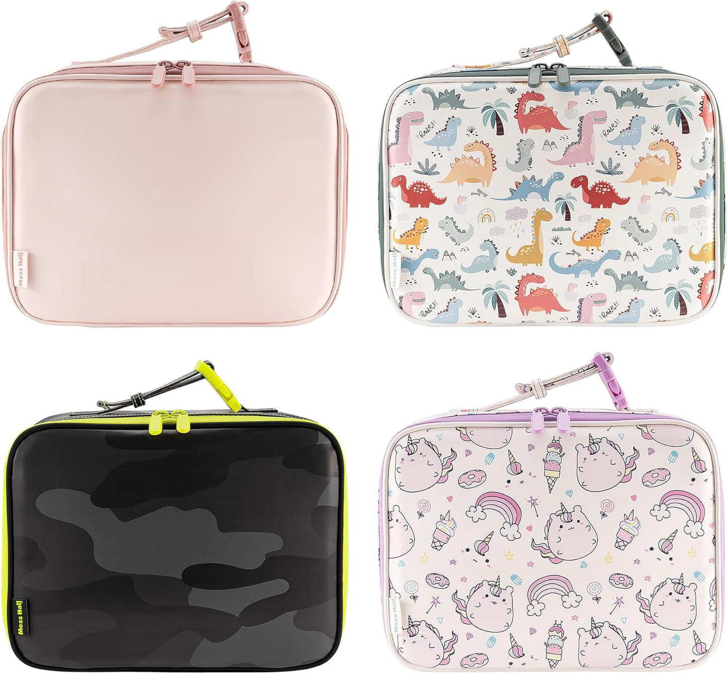 Mess Hall Insulated Lunch Bag Leak Resistant Soft Shell Cooler Box with AirTag Pouch, Adjustable Handle, Pink Rose Quartz, Easy Clean for Work School Office Men Women Kids