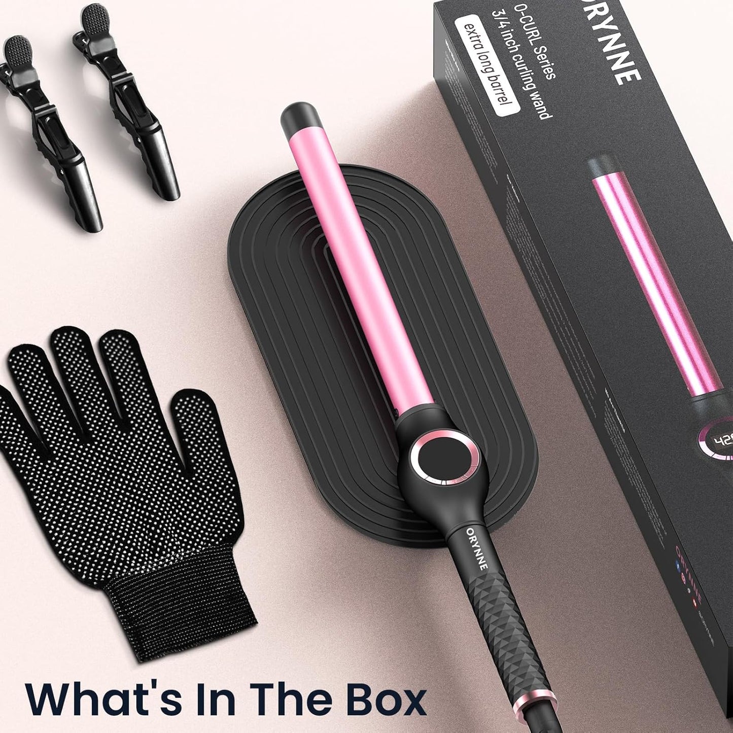 ORYNNE 3/4 Inch Curling Wand for Long Hair, Extra Long Barrel Ceramic Wand Curling Iron, 7 Adjustable Heats, 110-240V Dual Voltage Hair Wand Curler, 60 Minutes Auto Shut Off