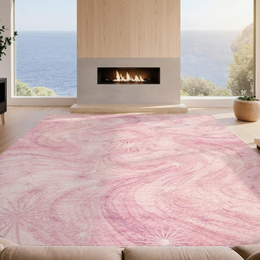 Design&I 4'x6' Machine Wash Ready Abstract Abstract Area Rug, Pastel Chair-Friendly & Snag-Free Skid-Resistant Medium Carpet for Home Office, Gaming Room, Under Desk | 2117031