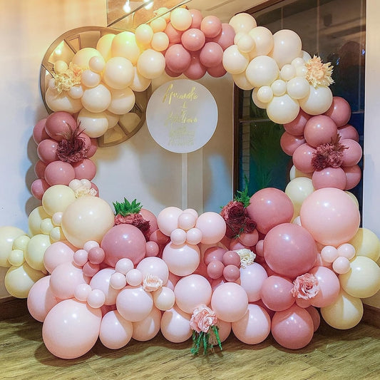Retro Blush Pink Balloon Arch Kit-Dusty Pink Cream Peach White Sand Balloon Garland,Boho Pastel Pink Balloons Party Decorations for Birthday,Baby Shower,Wedding Bridal 109PCS