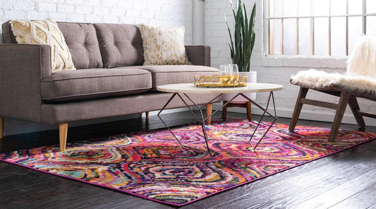 Unique Loom Estrella Collection Colorful, Abstract, Geometric, Gradient, Modern Area Rug (3' 3 x 5' 3 Rectangular, Multi/Pink)