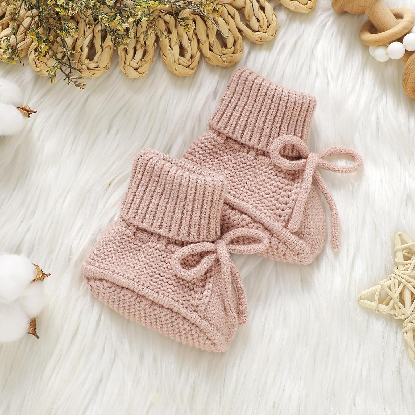 mimixiong Baby Booties Newborn Infant Sock Shoes Hand Knitted Boy and Girl Cozy Shoes