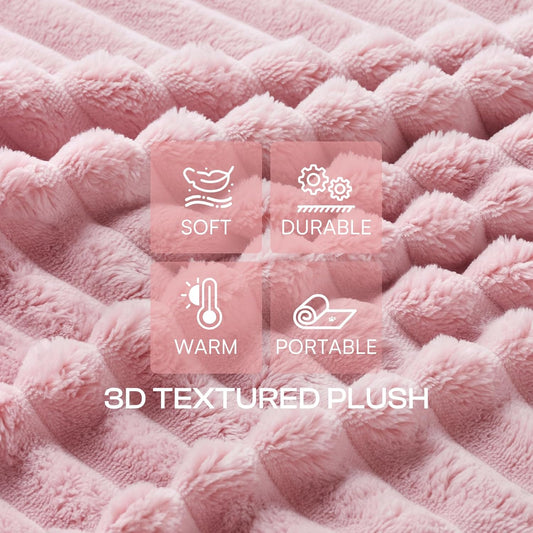 LINENLUX 1 Pack 3 Soft Fleece Dog Blanket for Pet Washable Warm Cat Puppy Fluffy Calming Flannel Beige/Pink/Grey Small