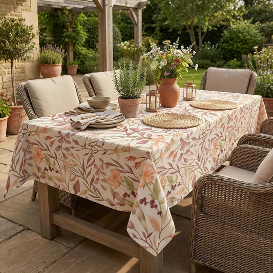Floral Linen Texture Tablecloth, 60 x 60 Inch, Watercolor Print | Stain & Spill Resistant, Wrinkle Resistant, Reinforced Hem Stitching, Washable Polyester, Fade Resistant Print