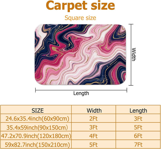 Swirls Area Rug, Modern Abstract Gold Accents Peach Waves None Peach Low Pile Sponge Home Indoor Pattern Carpets Non Shedding Rugs for Living Room Bedroom Classroom College Dorm Decor 5' X 7'