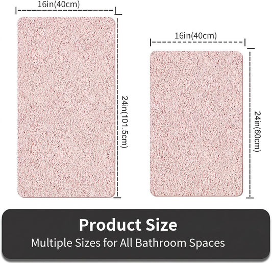 Shower Mat Non Slip, 16 x 24 Inch, Pink Shower Mats for Inside Shower, Soft PVC Loofah Bath Mats for Tub, Quick Drying Easy Cleaning Bathroom Stall Floor Mat Without Suction Cup