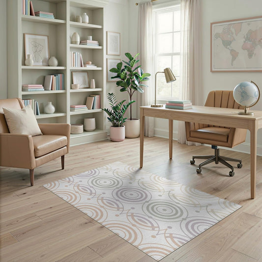 4'x6' Washable Modern Abstract Accent Rug, Peach Non-Shedding Small Carpet Pet Friendly & Kids Safe Play Mat for Playroom, Bedroom, Reading Nook | Ref:1914387