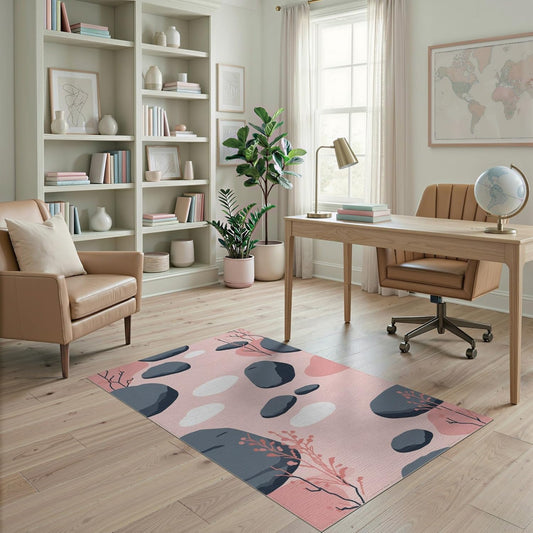 4'x6' Washable Abstract Stone Accent Rug, Gray Non-Shedding Small Carpet for Playroom, Bedroom, Reading Nook, Pet Friendly & Kids Safe Play Mat | Ref:2140293