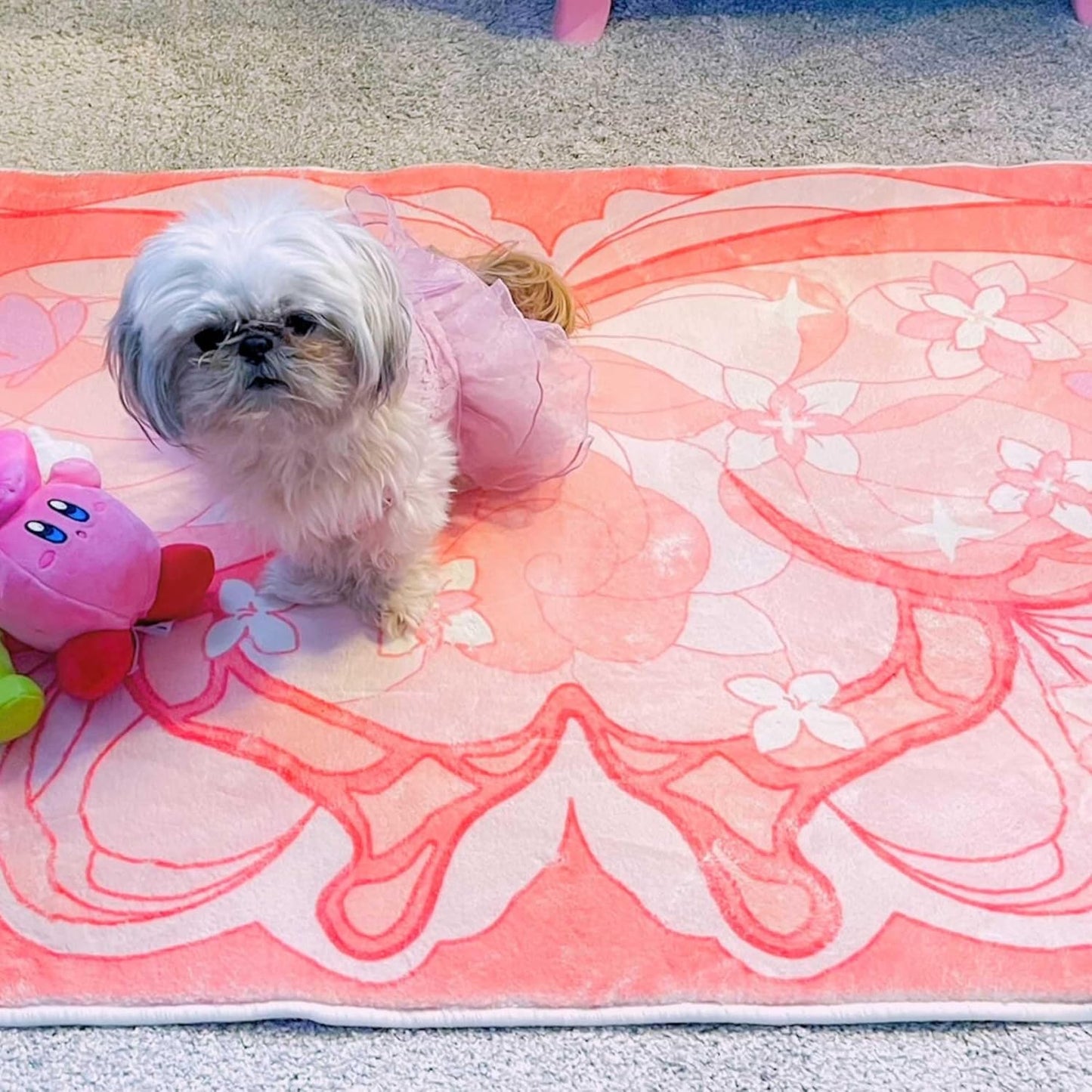 BelugaDesign Butterfly Rug | Cute Kawaii Flower Geometric Art Aesthetic Animal Pink Pastel Bedroom Bathroom Mat | Machine Washable Rectangle Area Carpet for Women (Peach, 47x28)