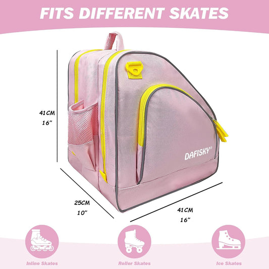 DAFISKY Roller Skate Bag Ice Skating Bag | Multiple Pockets, Spacious Main Compartment, Dedicated Helmet Storage, 1200D Polyester, Adjustable Padded Shoulder Strap