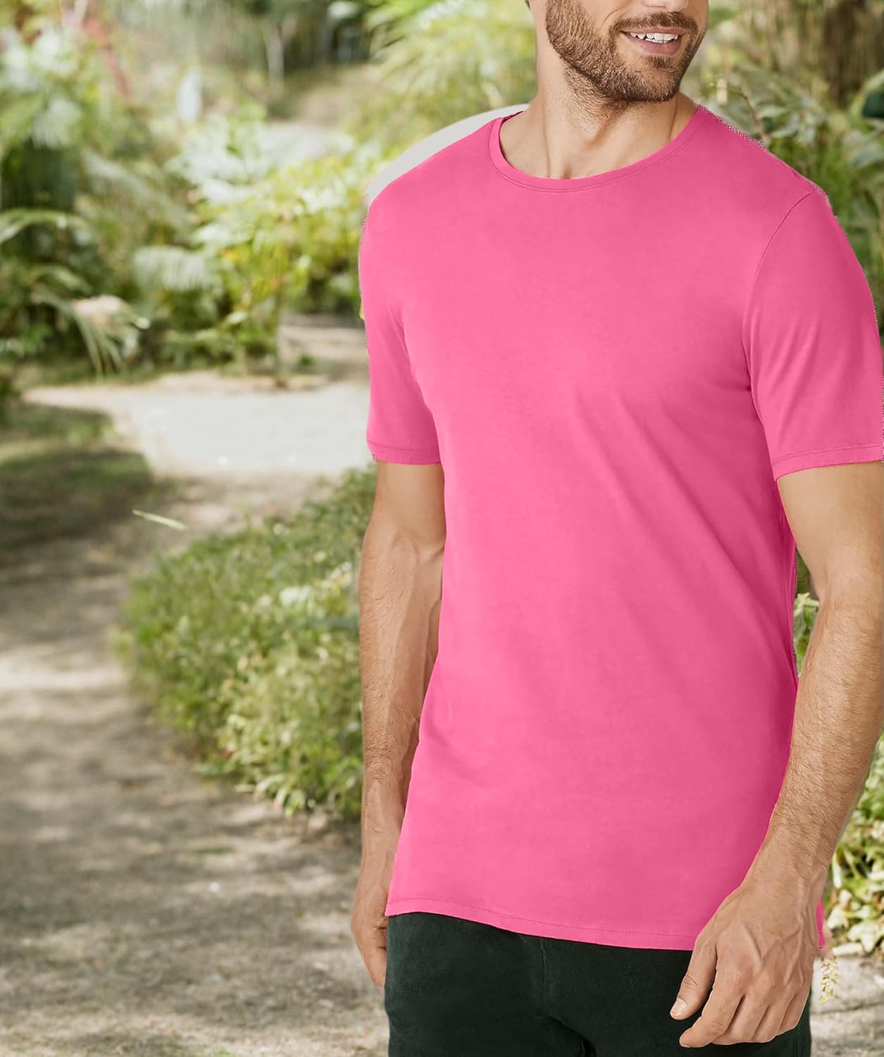 URBAN BUCK Neon High Visibility Lightweight Running Mens Shirt - Workout Swim UPF50+ Basic Short Sleeve Sun T-Shirt for Men