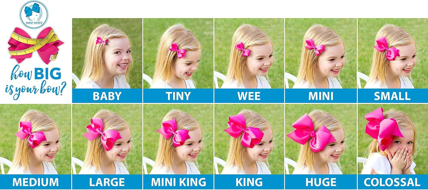 Wee Ones Girls' French Satin Hair Bow with a Knot Wrap Center, No-Slip Hair Clip, Handmade