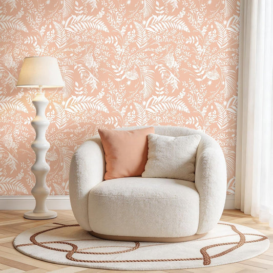 YENHOME Blush Pink Fern Leaf Peel and Stick Wallpaper Removable Botanical Cottagecore Boho Pastel Renter Friendly Vinyl Contact Paper Tropical Fern Accent Wall Decor for Nursery Bedroom 17.5" x23ft