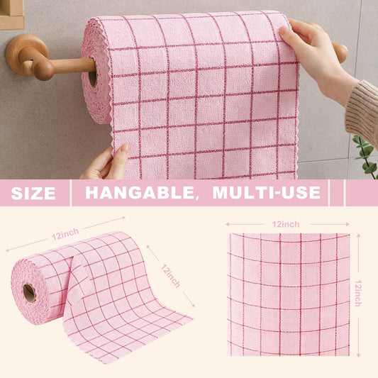 Microfiber Cleaning Cloth Roll,80 Pack Cleaning Towels,Lint Free Rags Paper Towels & Tear Away Reusable Towels,Washable Shop Rags Floral Wipe Cloth,Wash Cloths Dish Rags for Car Kitchen Window