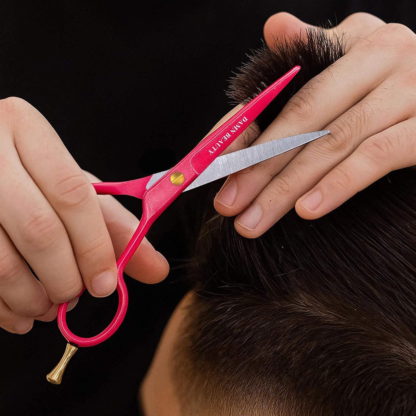 5.5"Professional Hair and Beard Scissor For Men & Women German Shears Use for Facial Hair, Trimming, Grooming, Cutting, and Styling of Beard (Pink)