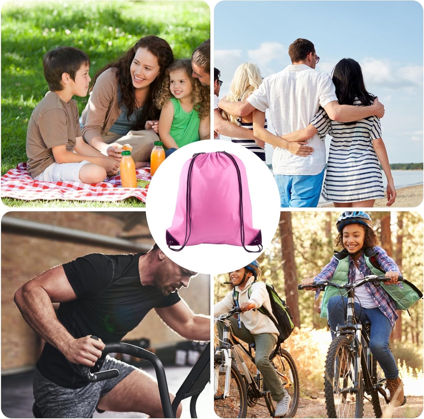 KUUQA 25Pcs Drawstring Backpack Bags Bulk Pink Drawstring Bag Foldable Gym Bag Sport Cinch Sack String Backpack Storage Bags for Women Men Shopping Gym Travel Sports