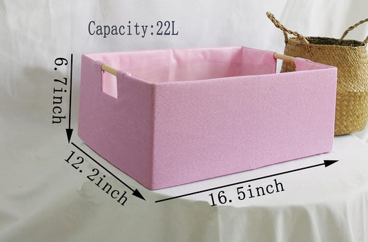 Storage Bin for Shelves Rectangle Closet Baskets Foldable Box with Handles Pink Shelf Baskets Toy Boxes for Home Office Car Dormroom