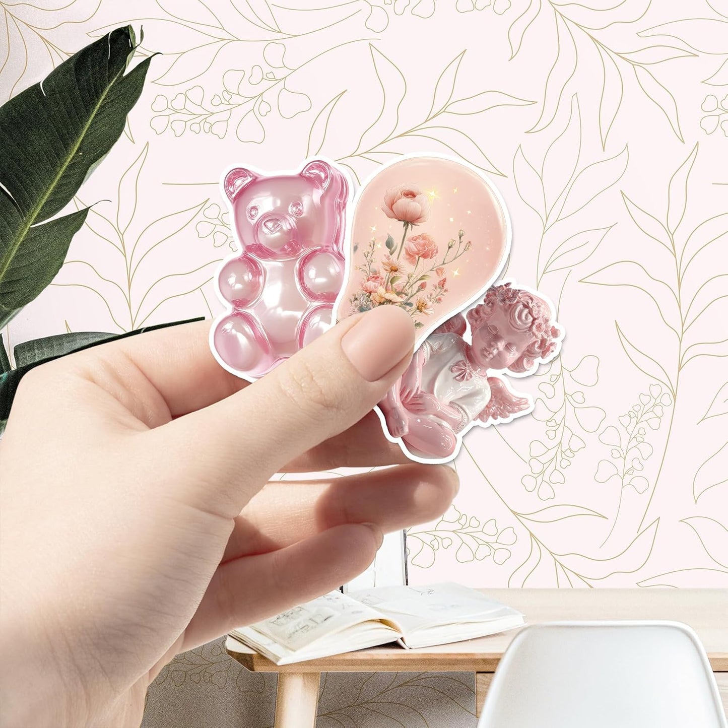 50 Pcs Coquette Stickers Cute Pink Aesthetic Sticker Waterproof Pastel Cute Bow Decals Water Bottle Laptop Journal Planner Scrapbook Phone Guitar Luggage Cup Gifts for Women Teens Girls