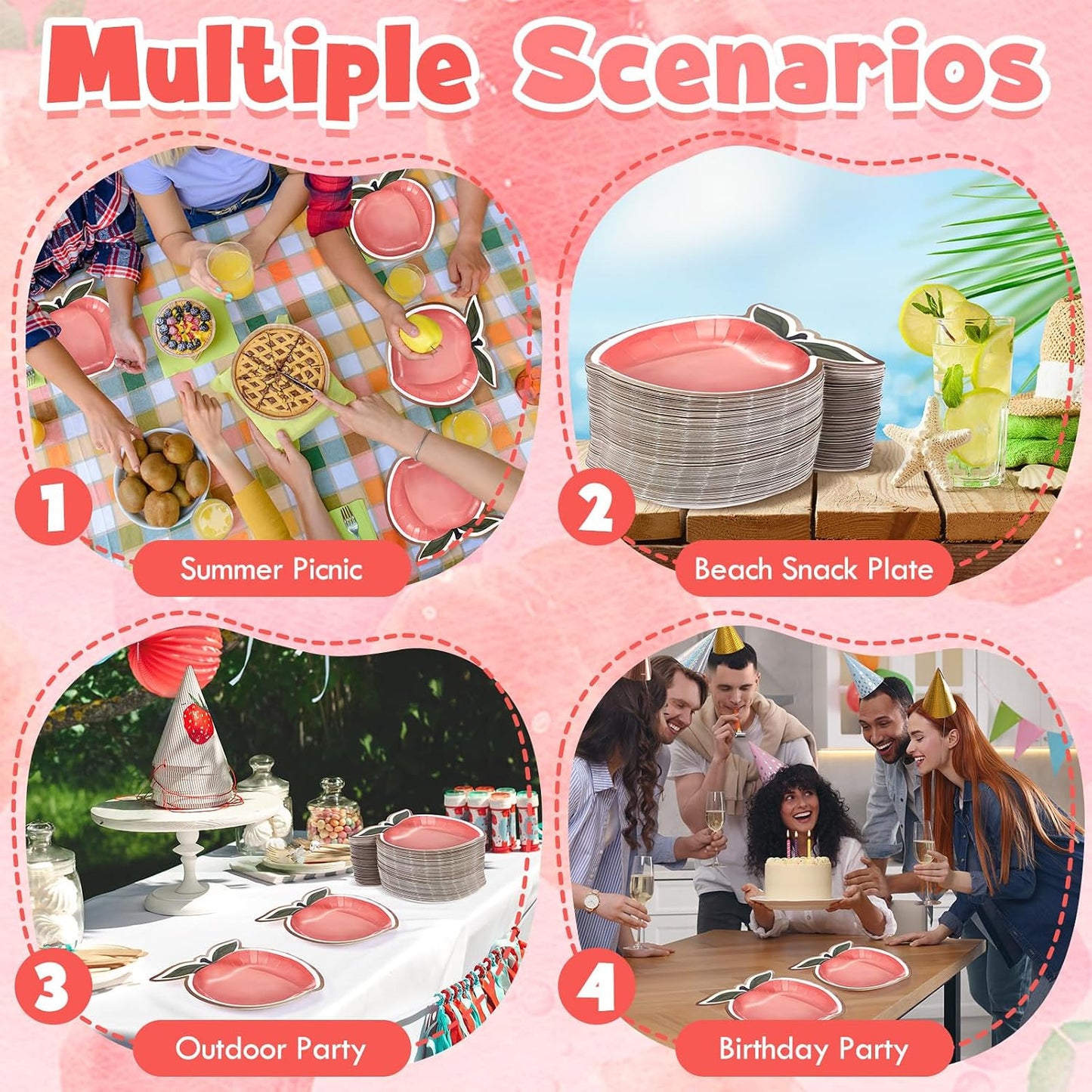 Zhehao 100 Pcs Peach Paper Plates Bulk Peach Party Decorations 7" Disposable Paper Plates for Tableware Peach Fruit Party Supplies Peach Themed Party Decorations Birthday Baby Shower Supplies