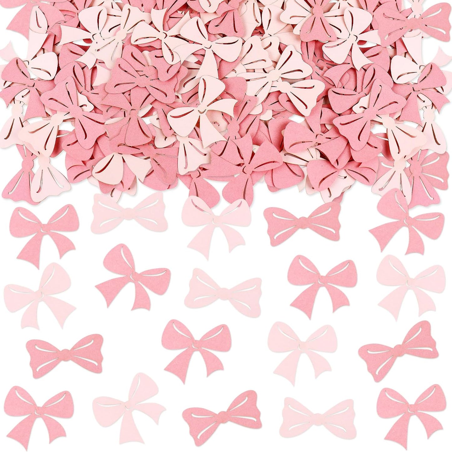 200Pcs Double-sided Pink Bows Confetti Bow Bowknot Table Decorations for Baby Shower Girls Coquette Birthday Party Decoration Bridal Shower Engagement Wedding Bachelorette Party Confetti Supplies