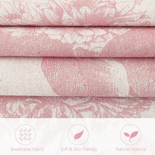 Foindtower Set of 2 Linen Floral Throw Pillow Covers Neutral Vintage Print Decorative Cozy Cushion Covers Farmhouse Boho Home Decor for Sofa Chair Couch Bedroom Living Room,20×20 Inch,Light Pink